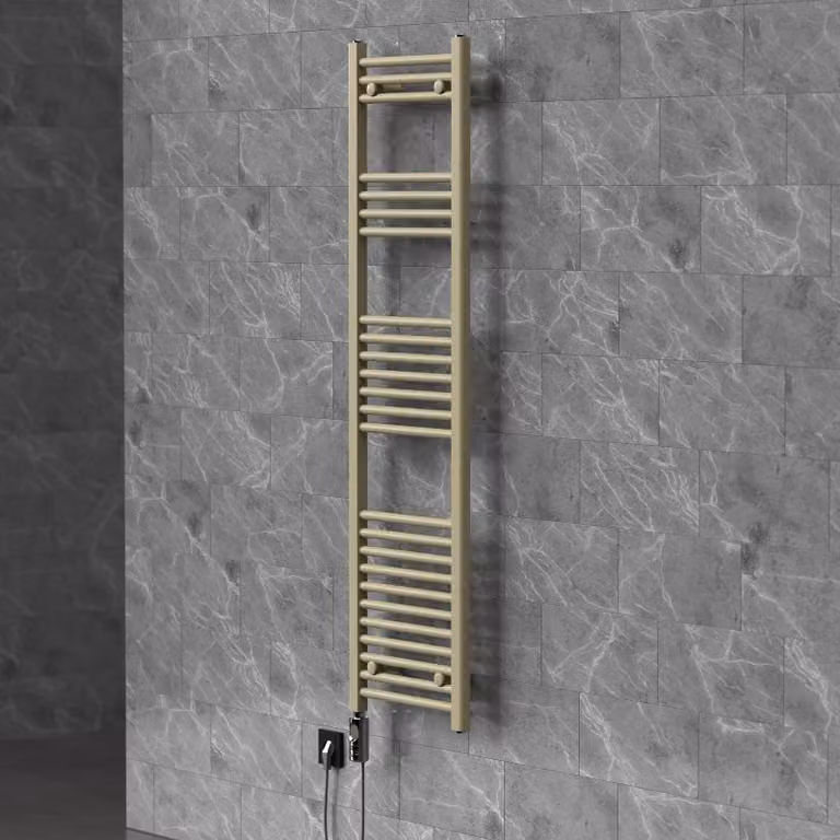 Riscaldatore elettrico da bagno - 600 W - Beige - 40 x 150 cm - Acciaio - Asciugamano radiatore, modello da parete