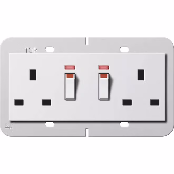 Gira 278403 Presa doppia BS 13 A con interruttore, sistema 55 BS 80, bianco puro
