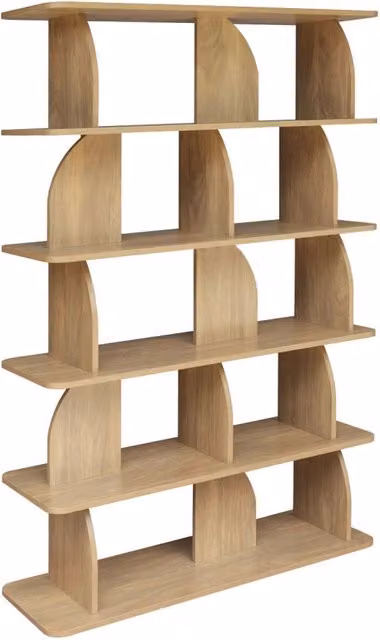Libreria etnica Sweeek in legno e metallo a 5 livelli, colore marrone, H 185 x L 120 x P 40 cm – 1