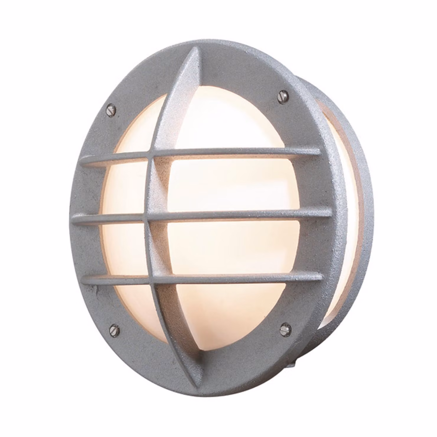 Applique Konstsmide Oden in alluminio laccato argento, con vetro acrilico opalino