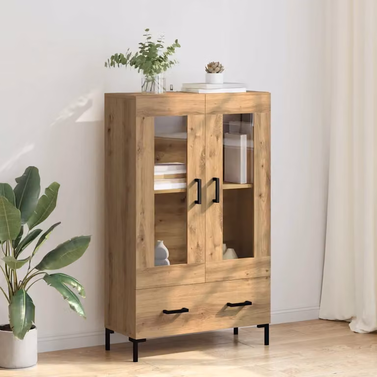 Credenza moderna vidaXL in rovere marrone con ante a battente e ripiani interni L: 69,5 cm, P: 31 cm, H: 115 cm