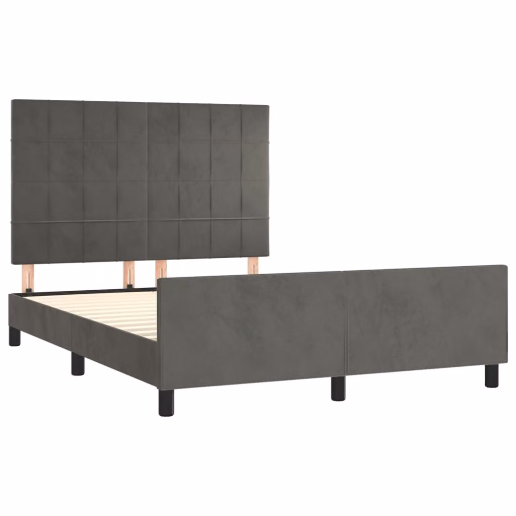 Giroletto senza Materasso Grigio Scuro 140x200 cm Velluto