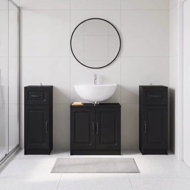 Set di armadietti da bagno in 3 pezzi UTRECHT Nero 3418054