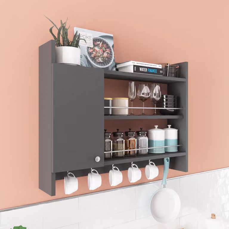 Skye Decor, Knerr - Antracite, scaffali da cucina, antracite, pannello in melamina, 85 x 15 x 65 cm