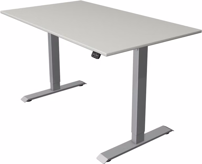 Tavolo da seduta/in piedi Move 1 regolabile elettricamente in altezza fino a 123 cm LxP 140x80 cm grigio chiaro/argento