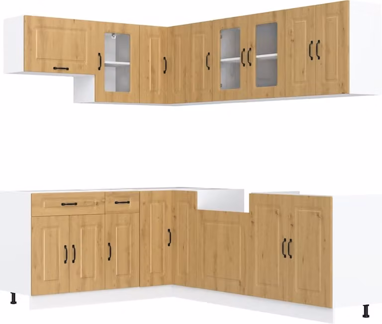 Set Mobili da Cucina 11 pz Kalmar Rovere Artigianale Truciolato
