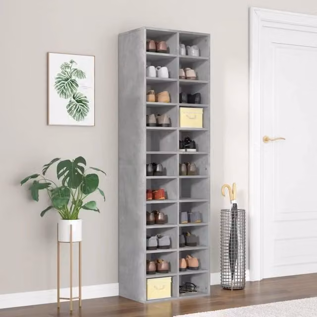Scarpiera-Scaffale per scarpe Grigio Cemento 54x34x183 cm in Truciolato