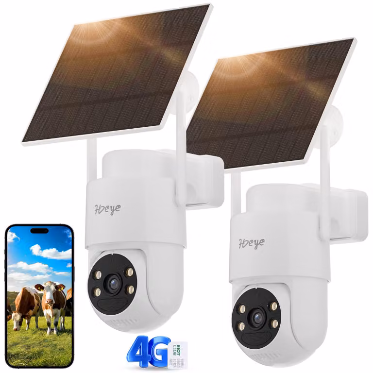 2 telecamere di sicurezza HDeye SP3 4MP 4G con PIR e audio bidirezionale – 3 mesi di autonomia della batteria, riconoscimento AI, IP65