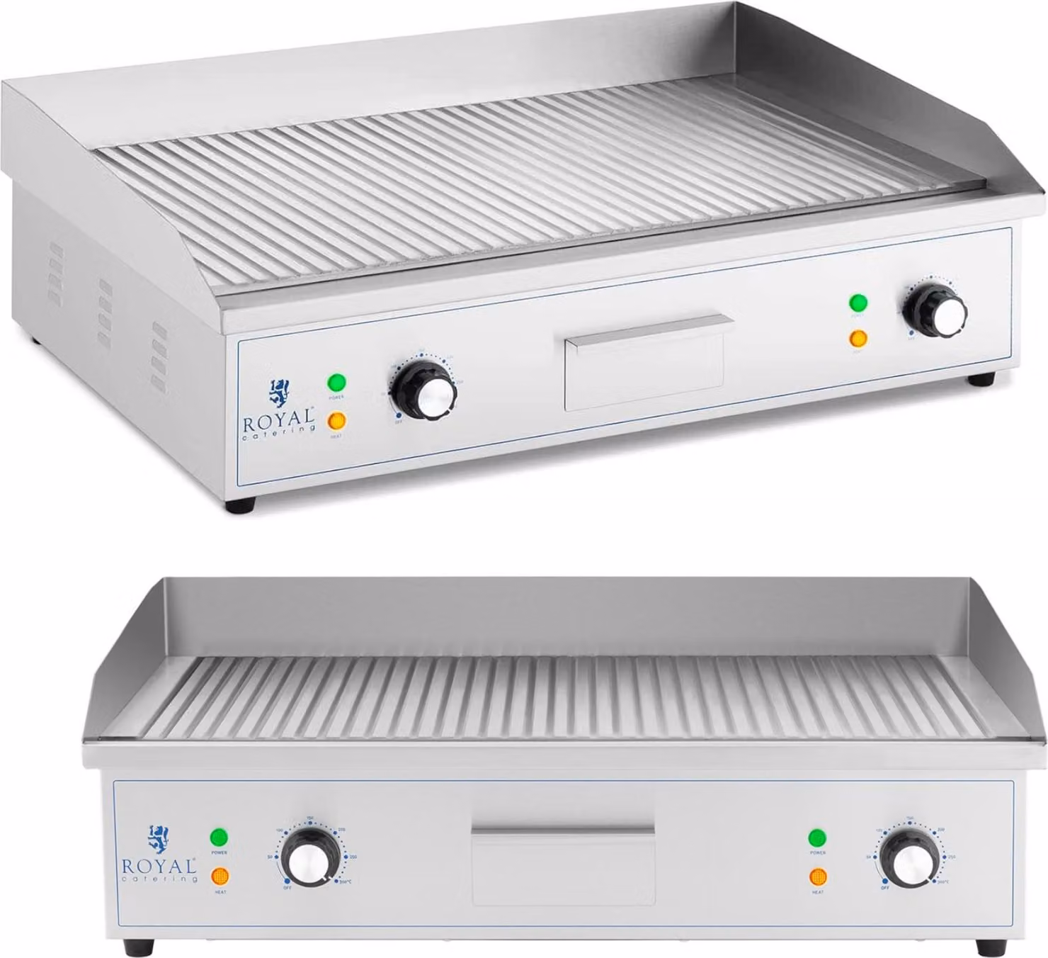 Expondo Royal Catering Piastra elettrica doppia - 700 x 400 mm - - scanalata - 4400 W