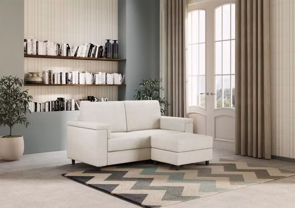 Divano Marrak 2 posti con pouf incluso Mobili 2G colore bianco L/P: 168 x 145 cm – 2