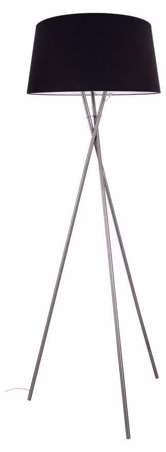 Lampada da terra, con 3 gambe, paralume in tessuto, colore nero, attacco E27, altezza 154 cm
