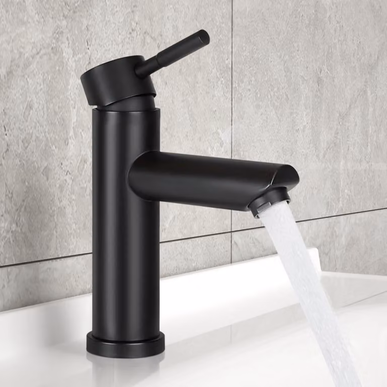 Miscelatore per lavabo, monocomando, acciaio inossidabile, finitura nera opaca