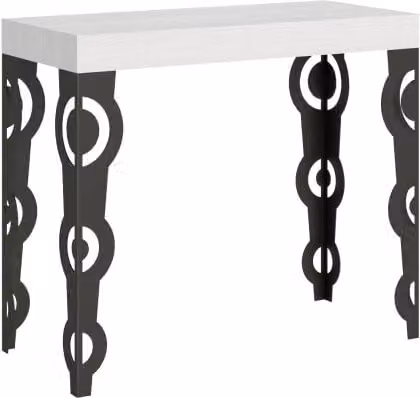 Consolle allungabile 90x40/196 cm Karamay Small telaio Antracite - Bianco Frassino