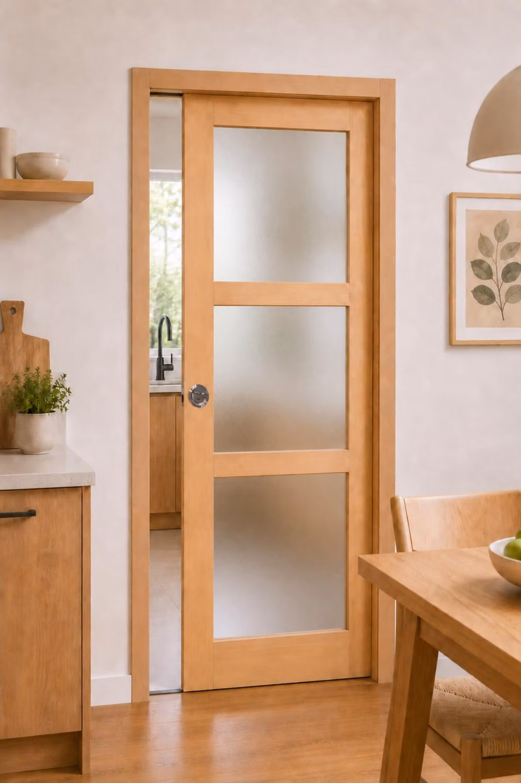 Porta scorrevole in legno Ayous con vetro H204 x L93 cm, incassata, kit finitura Gd Menuserie