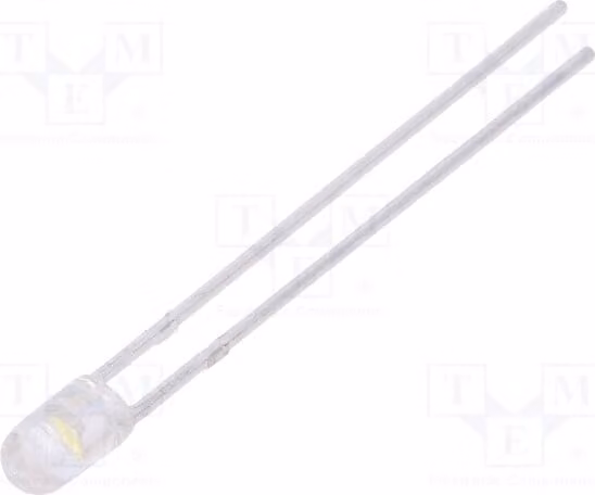 5 LED, luce bianca fredda, 3 mm, 5000-8500 mcd, 30°, senza flangia, modello LL-304WC2J-W2-3PD, diodi LED, tipo T
