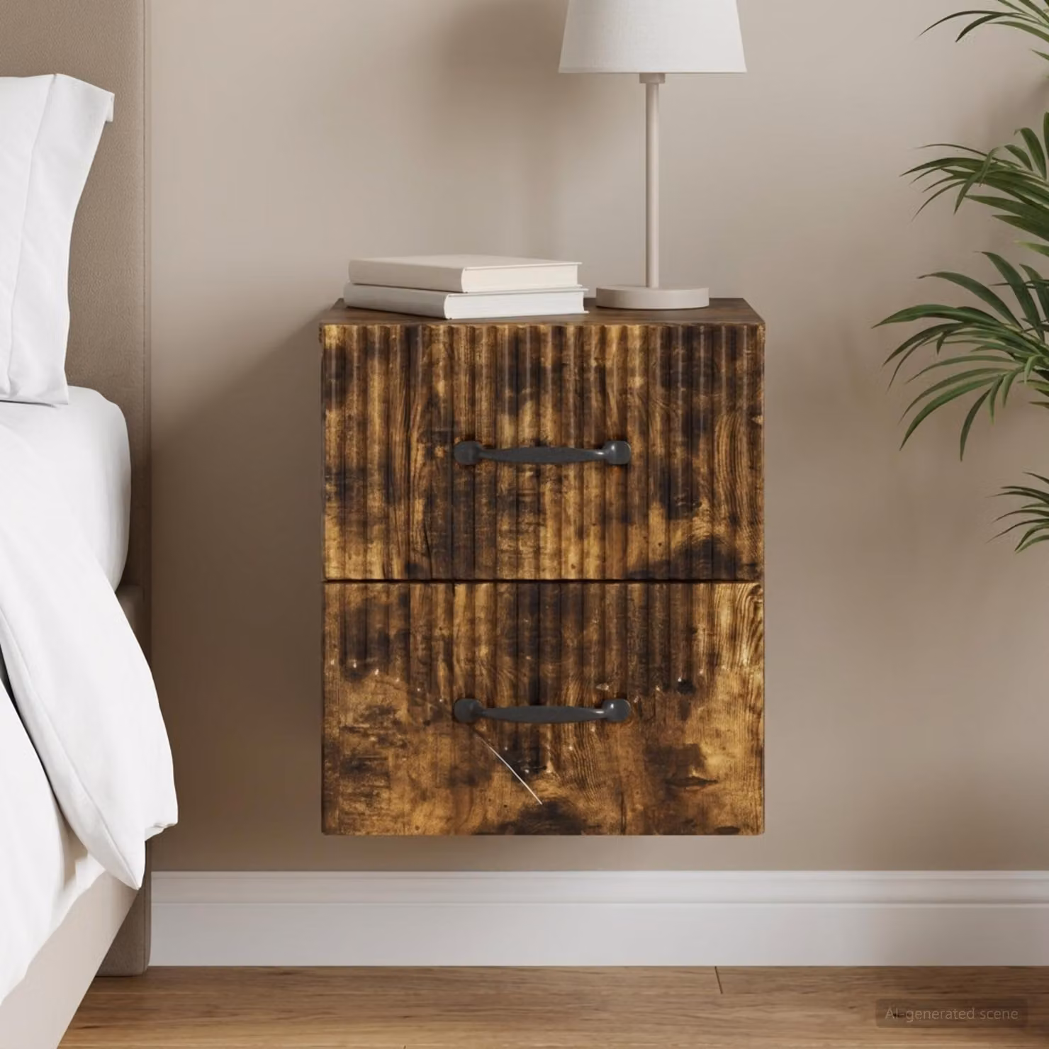 vidaXL Mobiletto da notte sospeso moderno Rovere Fumo, L 34,5 cm x P 33 cm x H 40 cm
