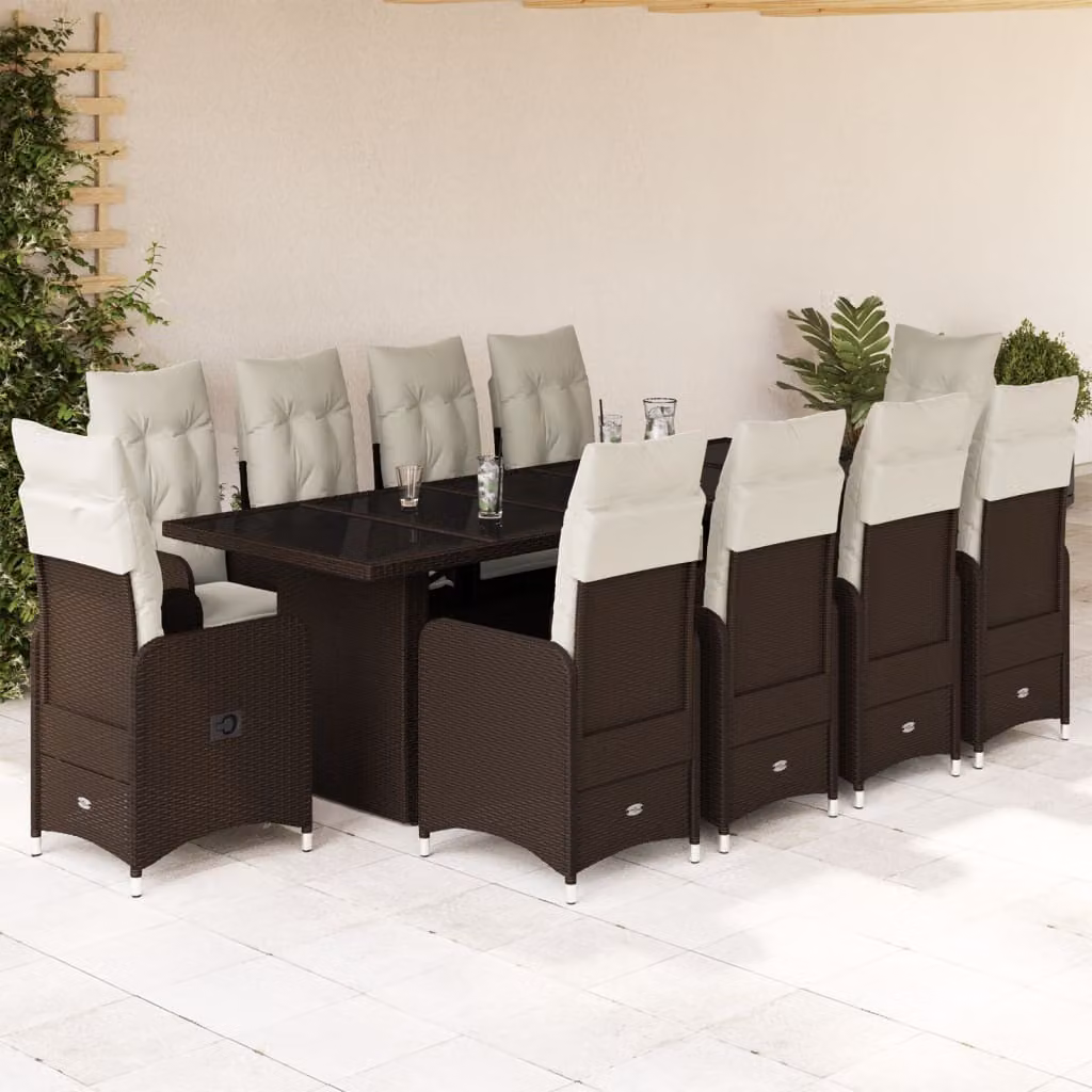 Maison Exclusive - Set da giardino bistrot 11 pezzi con cuscini marroni in polyrattan