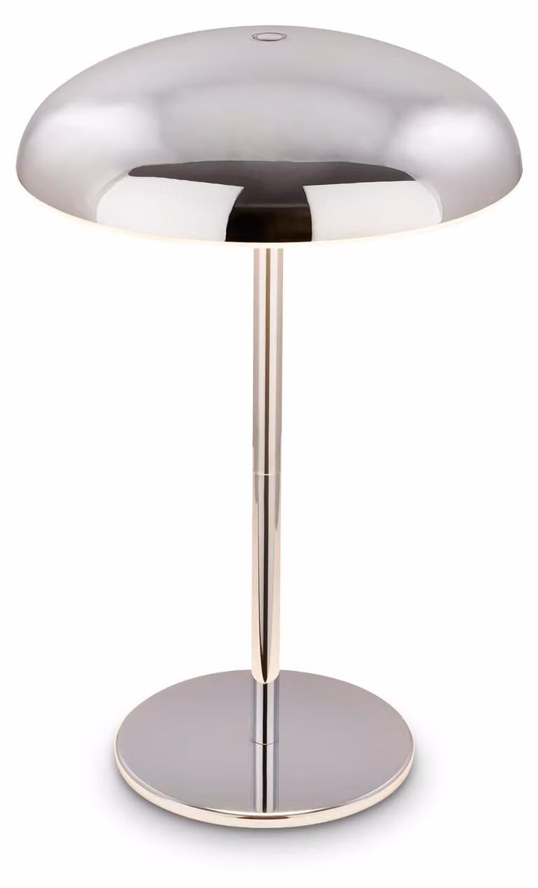 Briloner Caxa Lampada da tavolo LED senza fili IP44, dimmerabile, touch, batteria ricaricabile, protezione dagli spruzzi d'acqua, cromo, Ø19,5 x 30,5 cm