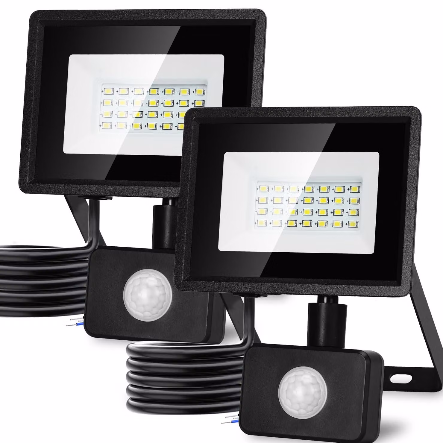 Fari a LED da 20W con sensore, 1650 lumen, grado di protezione IP65, temperatura di colore 6500K, confezione da 2 pezzi