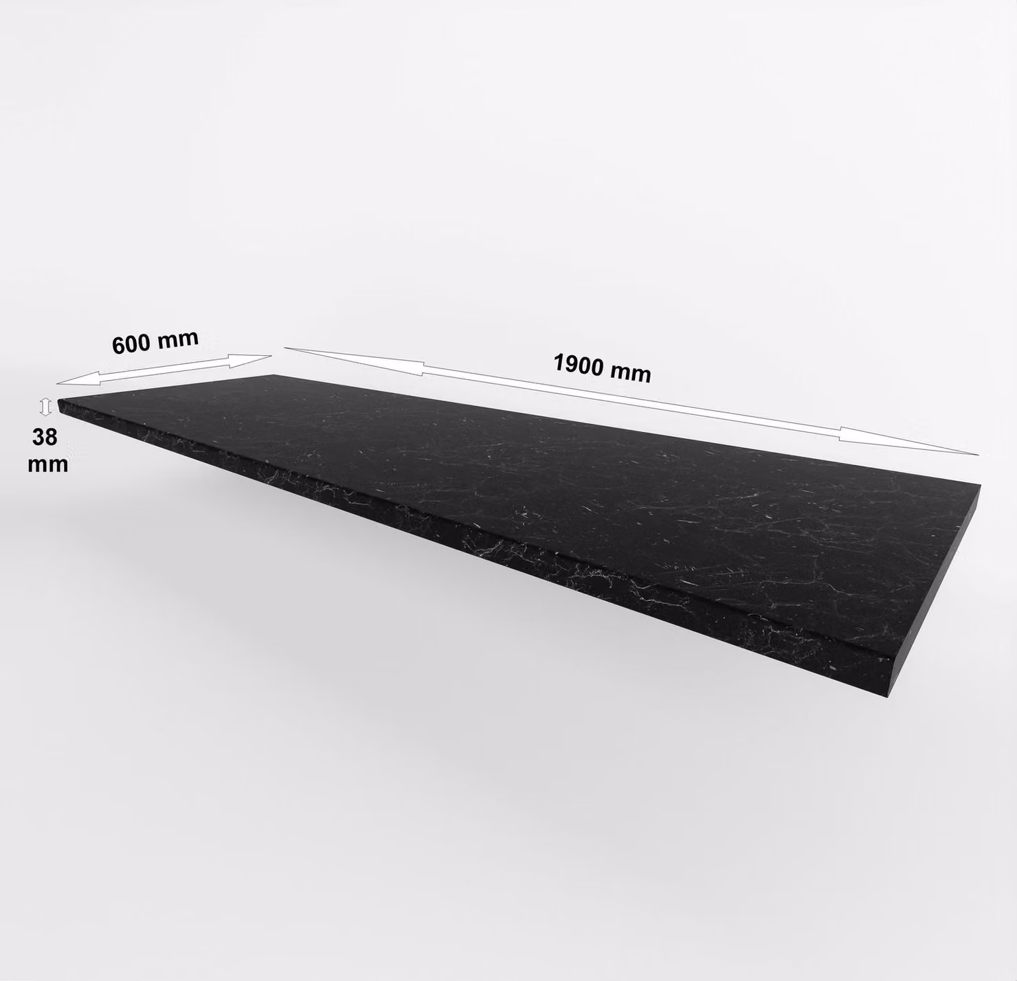 Piano di lavoro da 190 cm, spessore 38 mm, in marmo ROMA opaco, per cucina. Modelli disponibili: Siena, Monza, Arona