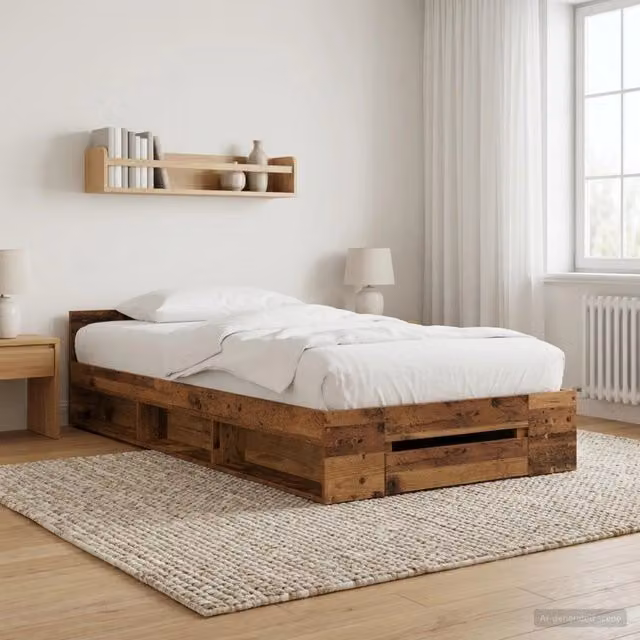 Letto con contenitore vidaXL in legno color marrone L 80 x P 200 x H 45 cm – 1
