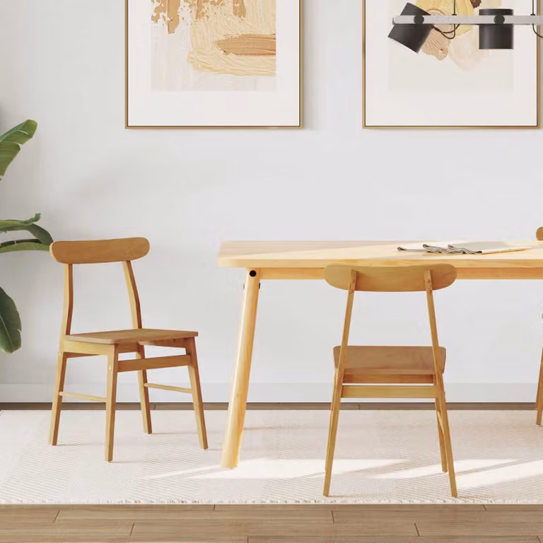 vidaXL Sedia da pranzo 2 pz Legno di gomma solido Naturale