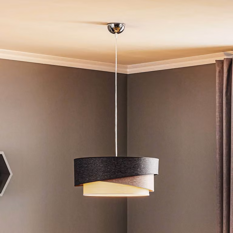 Lampada a sospensione Kobo Duolla, dimmerabile, Alluminio / Grigio / Zincato, Soggiorno / Sala da pranzo, Tessuto / Stoffa / Seta, Moderno, Lampada a sospensione