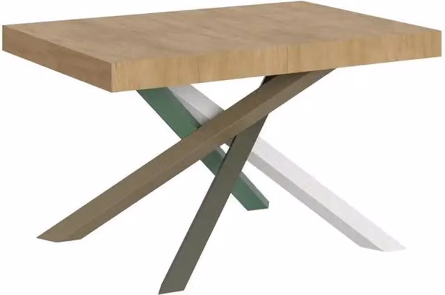 Tavolo allungabile Itamoby Volantis in finitura quercia natura con gambe multicolore, L: 140-400 cm, P: 90 cm