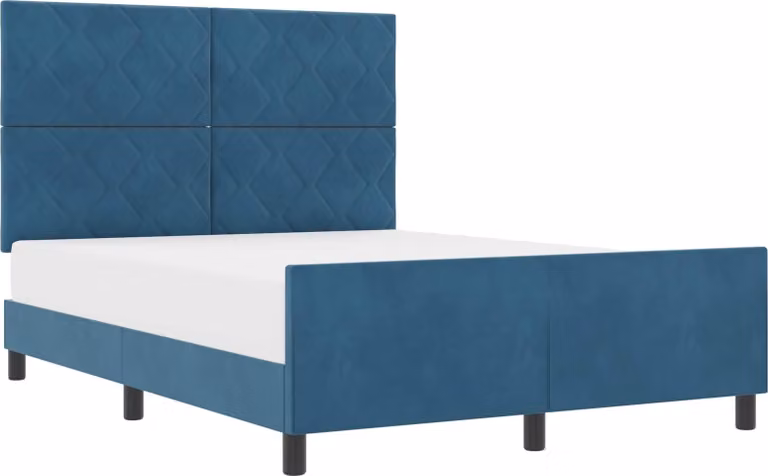 Letto a molle con testata blu scuro 140 x 190 cm in velluto