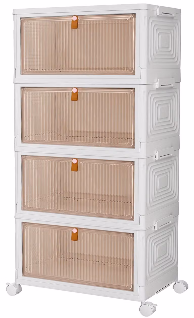 Set di 4 contenitori impilabili con coperchio e ruote