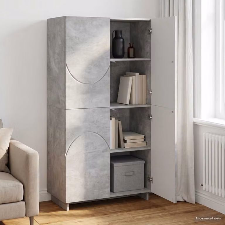 Credenza moderna vidaXL in MDF Grigio Cemento con ante a battente e ripiani interni L: 79 cm, P: 41 cm, H: 151 cm