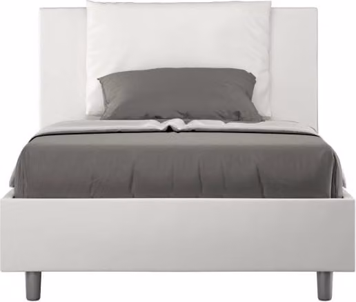 Letto imbottito 1 piazza e mezza 120x190 cm Antea - Bianco,Similpelle,Con rete