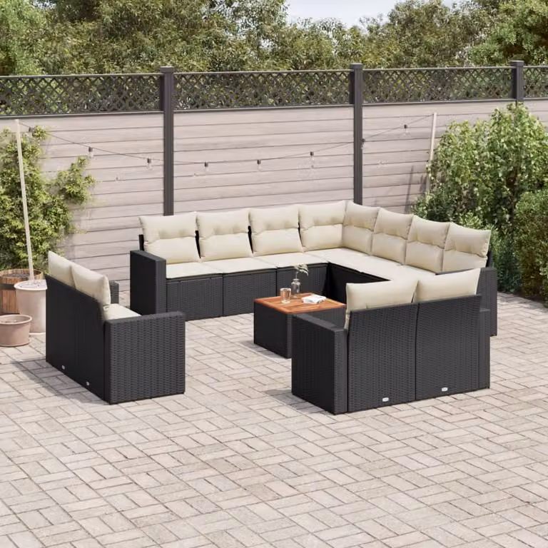 Maison Exclusive - Set divani da giardino 12 pezzi con cuscini in polyrattan nero