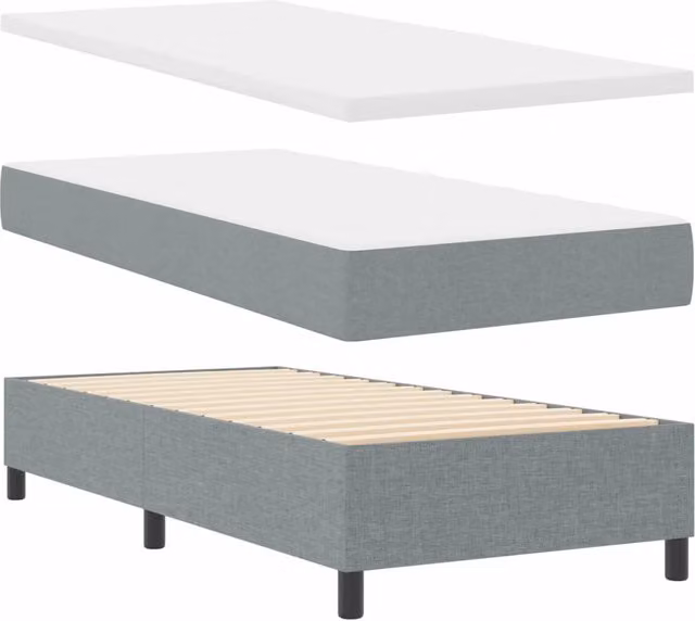 Letto a molle moderno vidaXL con testiera in tessuto grigio e porte USB, L/P/H: 100 x 200 x 128 cm