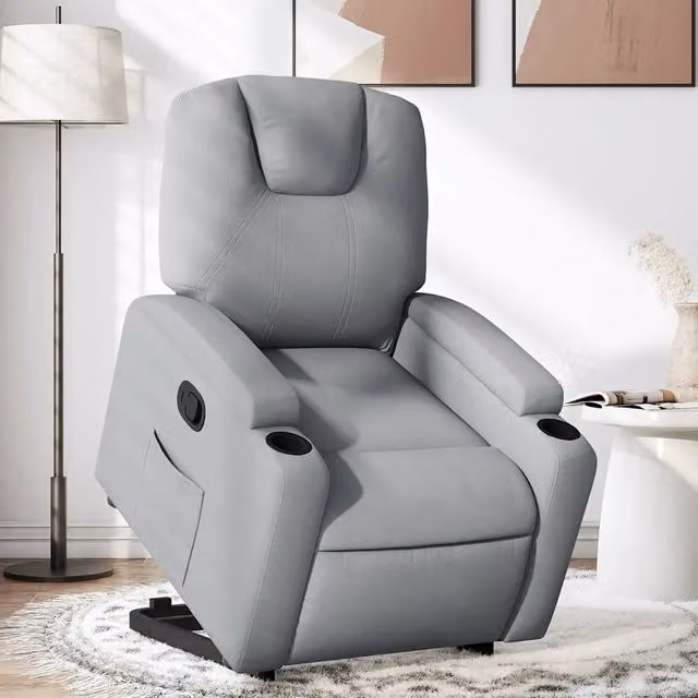 Poltrona Alzapersona Reclinabile con Assistenza Elettrica vidaXL in Tessuto Grigio per Senior – 1
