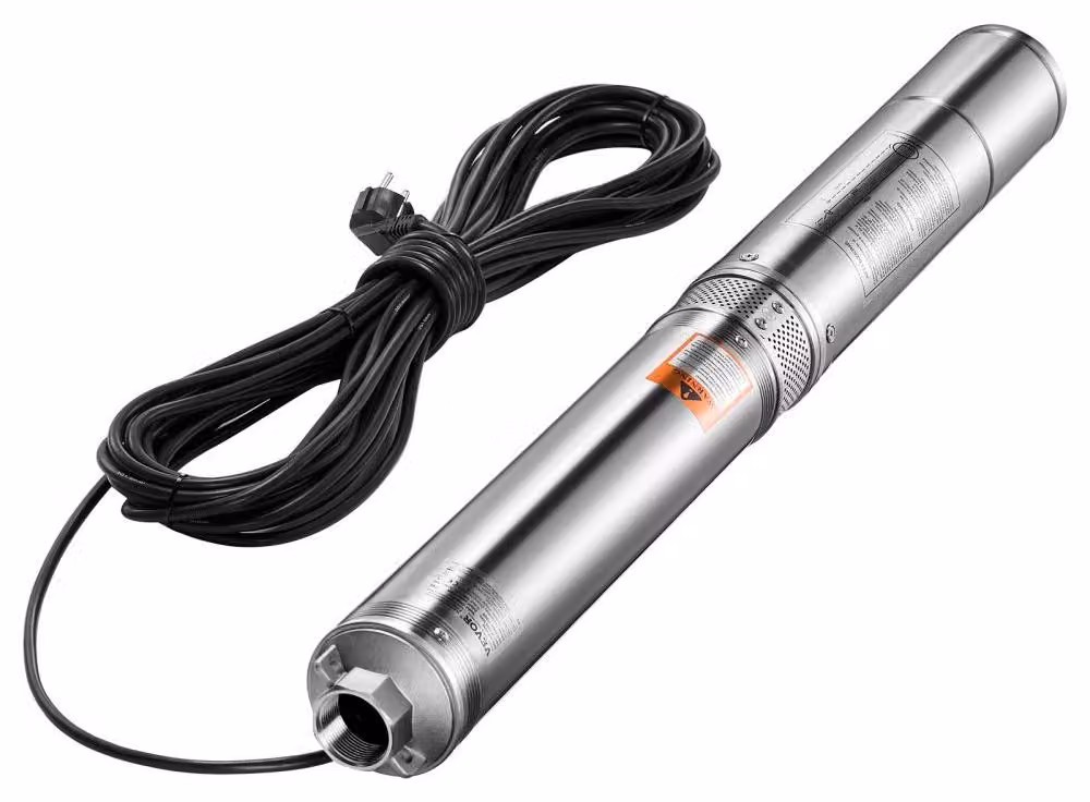 Pompa sommergibile per pozzi profondi - Potenza: 1100 W - Portata: 100 litri/minuto - Altezza di sollevamento: 75 metri - Grado di protezione IP68 (impermeabile)