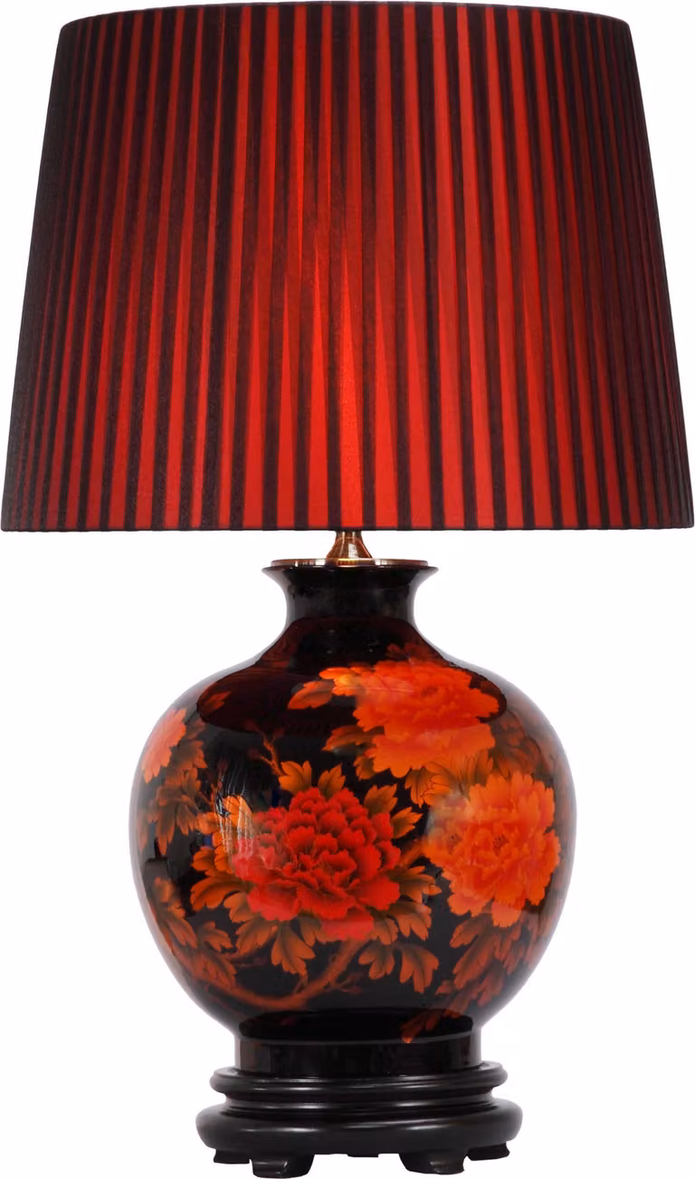Fine Asianliving Lampada da tavolo cinese in porcellana con paralume E27 Lampada da tavolo orientale in Vetroceramica Lampade da comodino camera da letto soggiorno