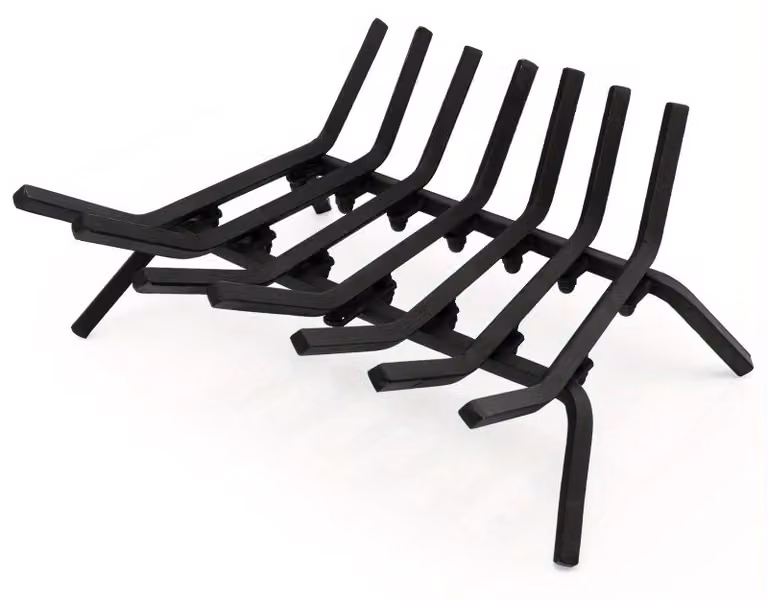 Griglia per stufa a legna - Griglia per camino - Griglia per carbone - Griglia per legna - Estrattore per legna - Robusto ferro battuto - A forma di V, 45,7 cm