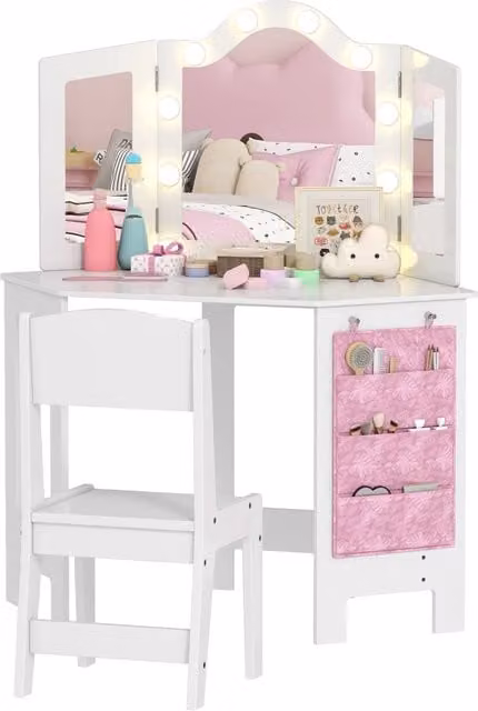 Toilette con specchio e LED Xylo bianca L: 93,6 cm, P: 48,5 cm, H: 111,5 cm