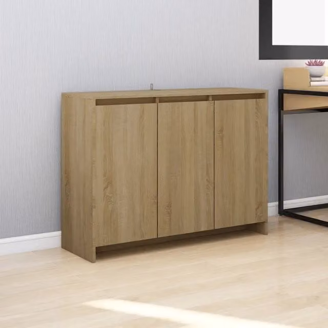 Credenza moderna vidaXL in MDF color rovere marrone L: 102 cm, P: 33 cm, H: 75 cm
