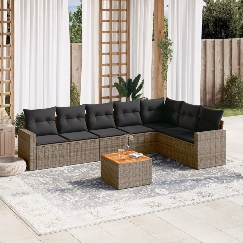 Maison Exclusive - Set da giardino 8 pezzi con cuscini grigio in polyrattan