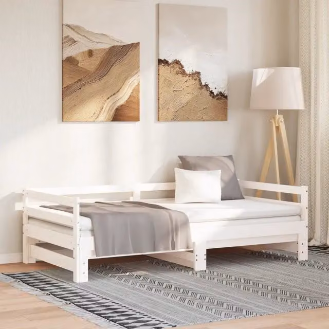 Dormeuse estraibile vidaXL in legno di pino massello bianco lacquered per adulti – 1