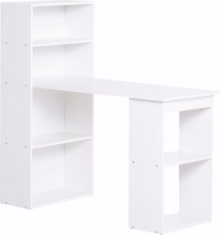 Fortuna Lai Scrivania Tavolo da cucina con scaffale 120x55 cm Scrivania per computer Tavolo per laptop Tavolo da lavoro in bianco per ufficio e home office