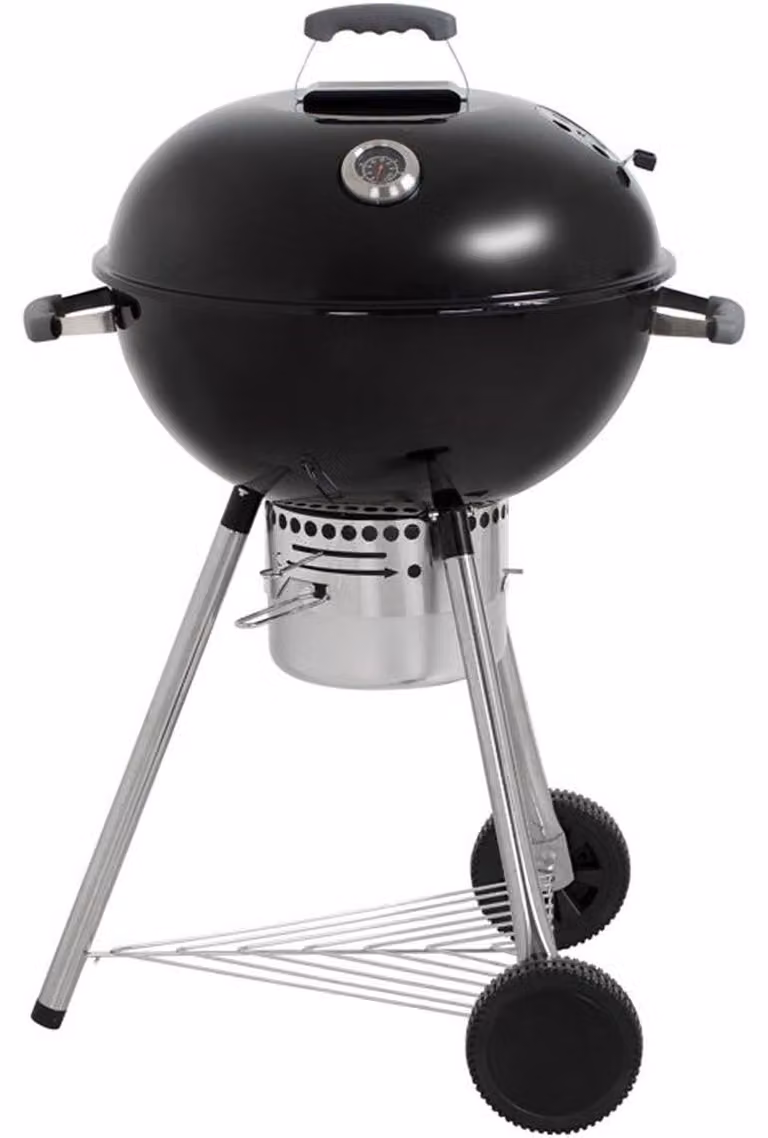 LITTLE BALANCE, barbecue a carbone, colore nero, diametro 57 cm, griglia in acciaio inossidabile 54 x 54 cm, coperchio con termometro e 2 ruote