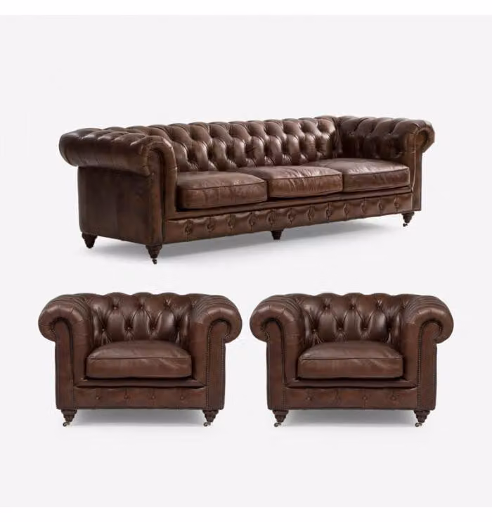 Sofagarnitur 3+1 Sitzer Couch Polster Sitz Chesterfield Couchen Leder