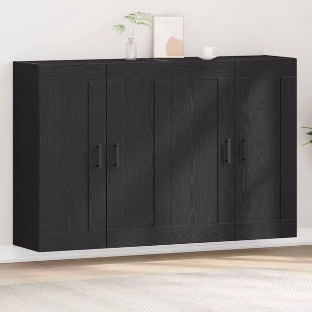 Mobile a muro 2 pz Rovere Nero 69,5 x 34 x 90 cm 3333107