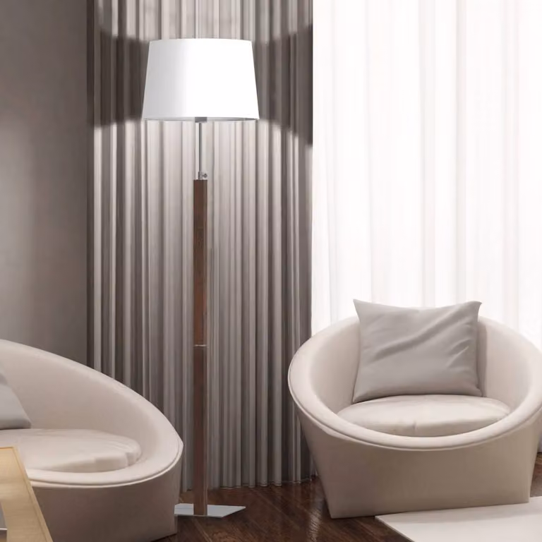 Aluminor Lampada da terra Quatro Up, Alluminio / Grigio / Zincato, Soggiorno / Sala da pranzo, Legno, Moderno, Lampada da terra