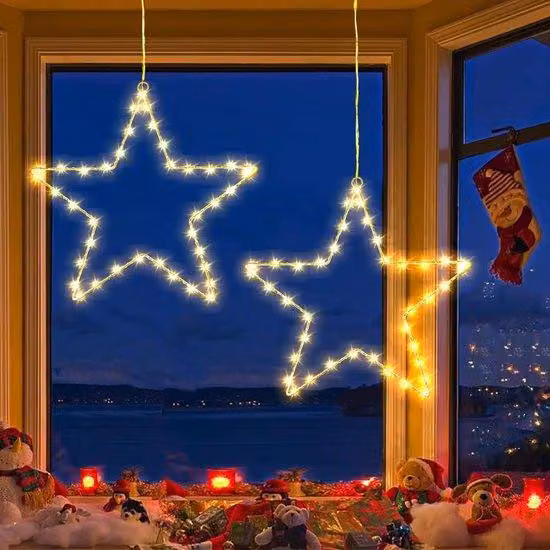 Luci LED per l'albero di Natale, 40 LED bianco caldo, alimentate a batterie, impermeabili, 8 modalità