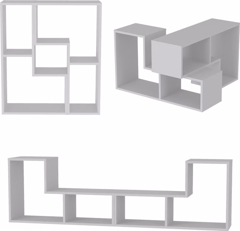 Set di mobili modulari 'Hustersurd' DIY 2 pezzi TV stand scaffale tavolino bianco