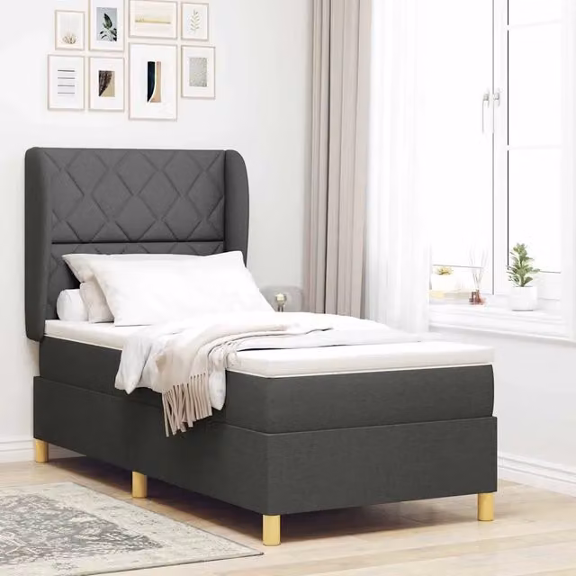 Letto ibrido con testiera vidaXL in tessuto grigio L: 90 cm, P: 200 cm – 1